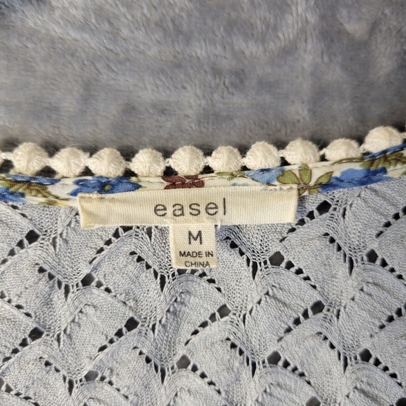 Easel Women M Boho Tiered Floral Sleeveless Open Duster Cottagecore Layering - Picture 3 of 7